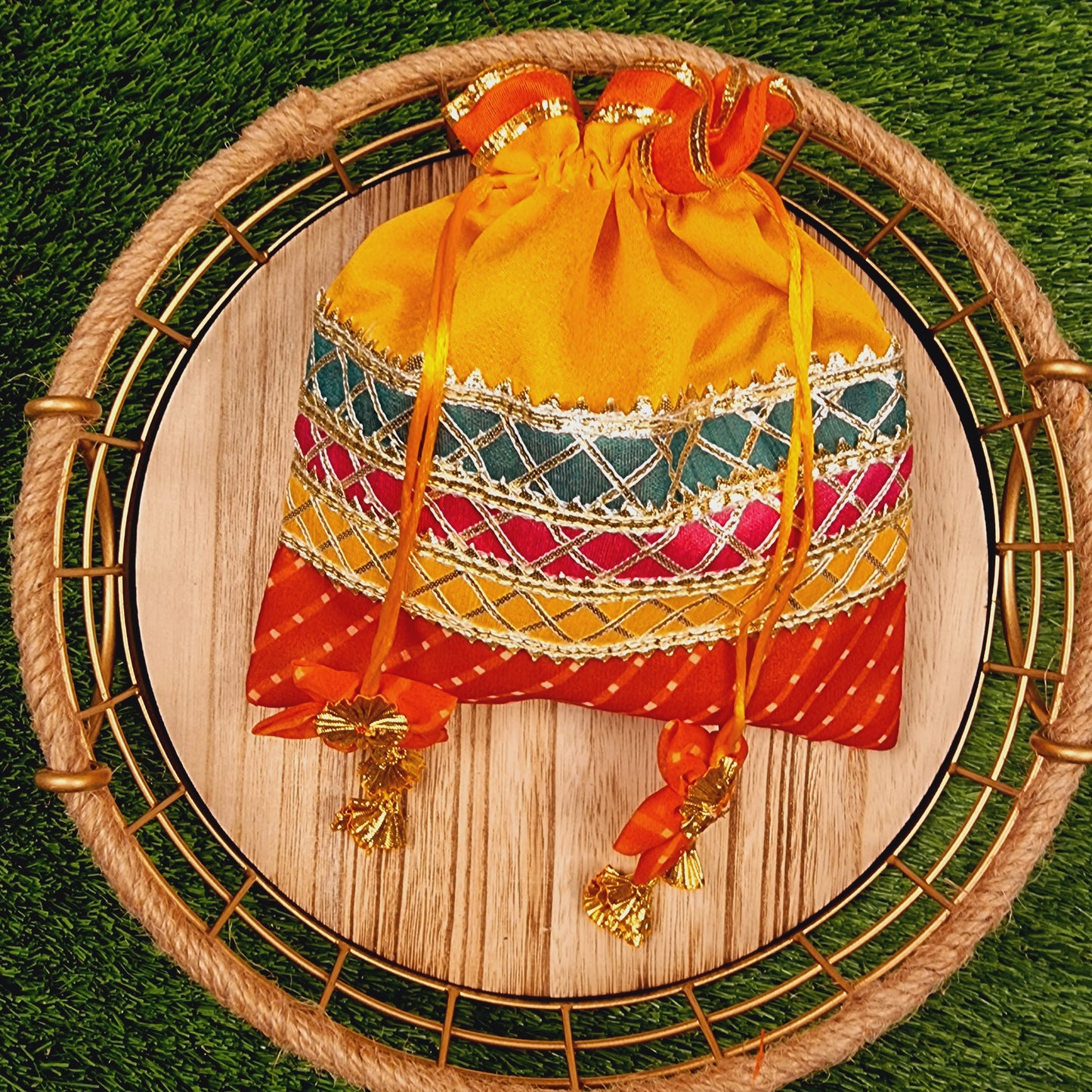 Lehriya Potli Gifting Bag Yellow