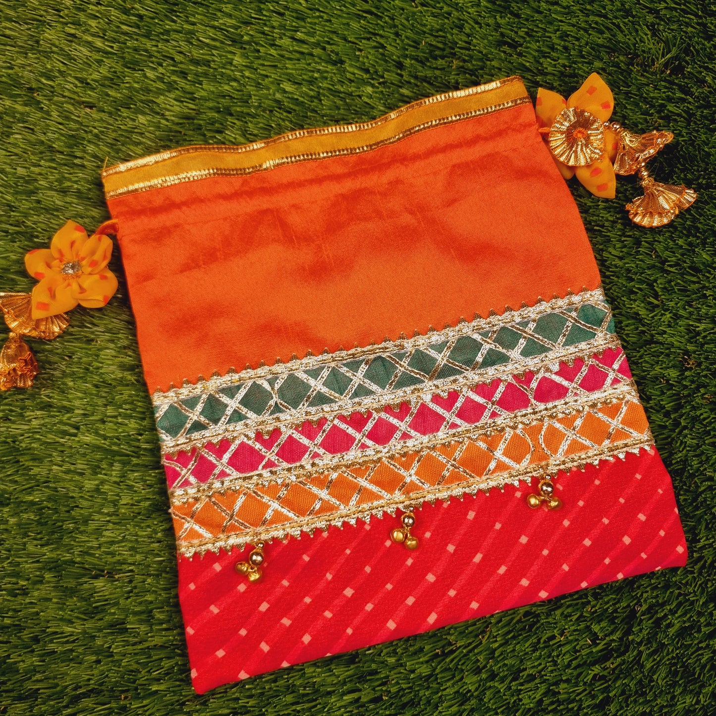 Lehriya Potli Gifting Bag Orange