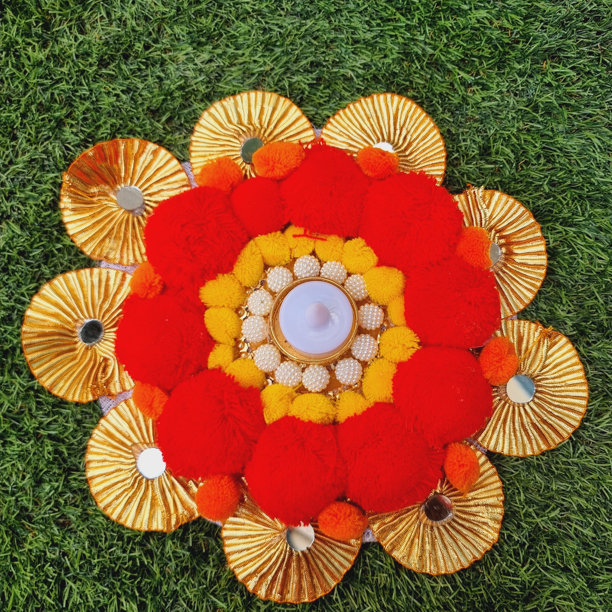 Rangoli Mat With Tea Light Holder ( Set of 2) - Urban Roots