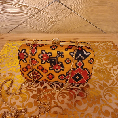 Patola Printed Clutch Bag Yellow - Urban Roots