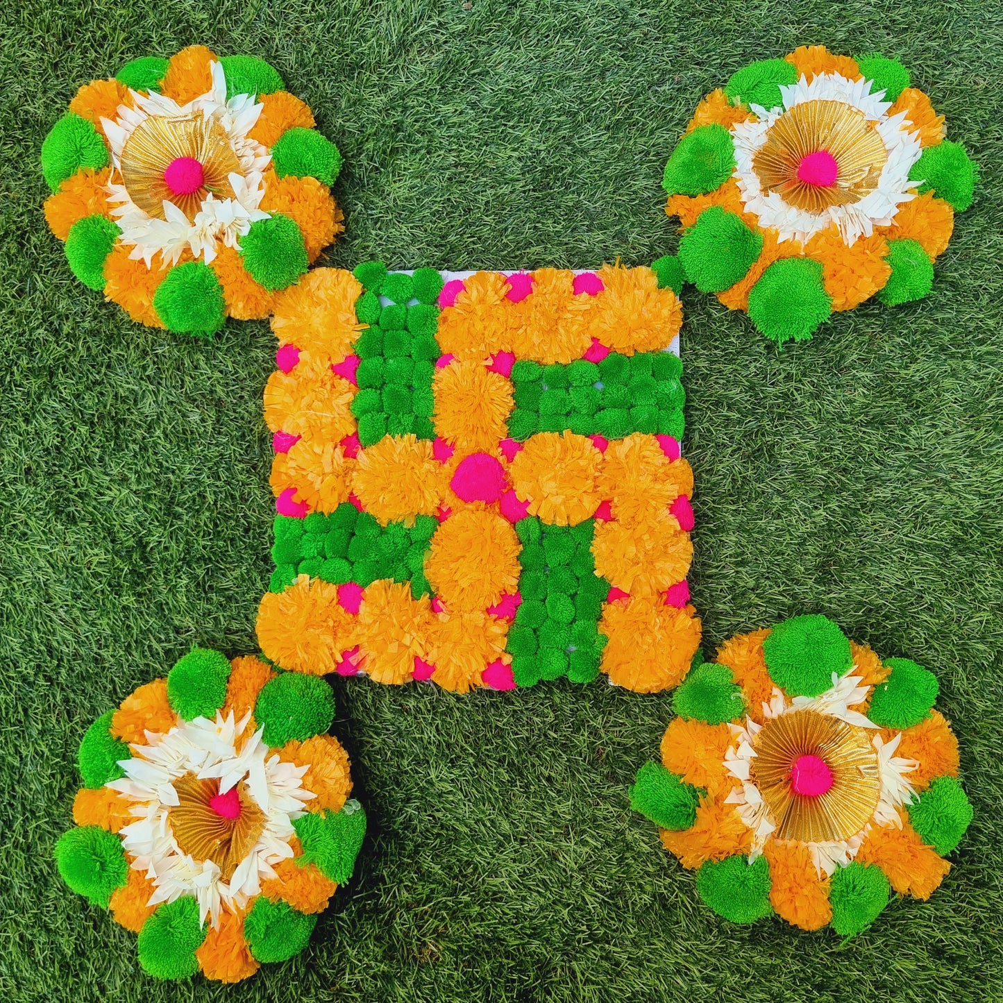 Floral Rangoli Mat ( Set of 5 Pieces) - Urban Roots