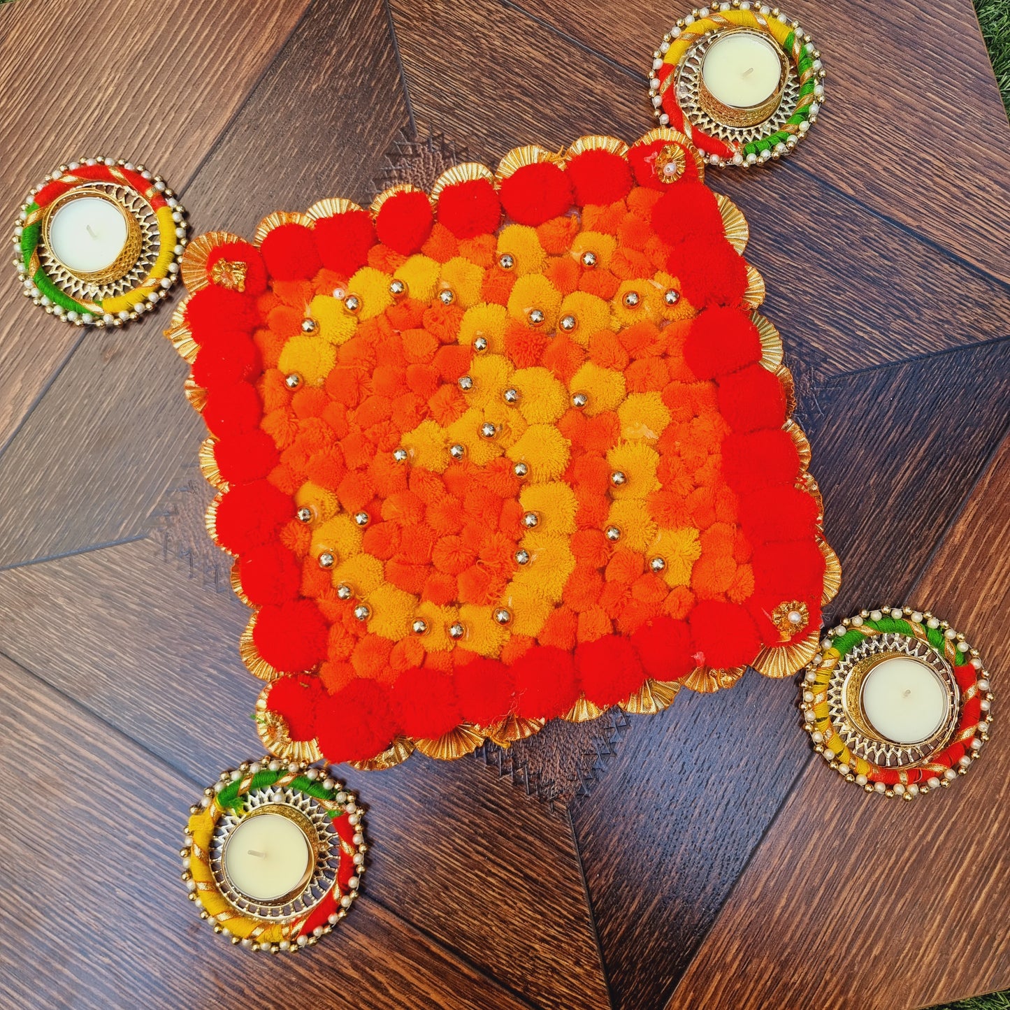 Floral Rangoli Mat ( Set of 5 Pieces) - Urban Roots