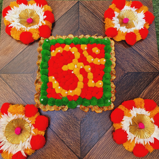 Floral Rangoli Mat ( Set of 5 Pieces) - Urban Roots