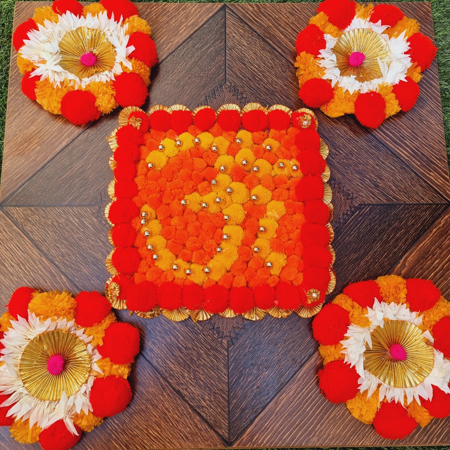 Floral Rangoli Mat ( Set of 5 Pieces) - Urban Roots