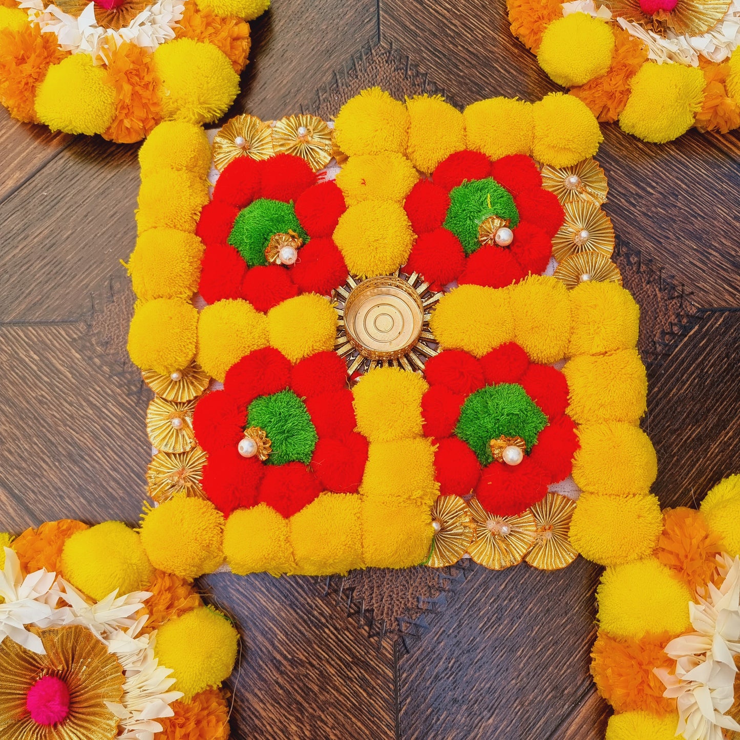 Floral Rangoli Mat ( Set of 5 Pieces) - Urban Roots