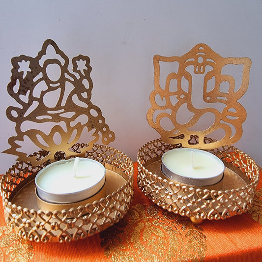 Lakshmi Ganesh Tea Light Candle Holder - Urban Roots