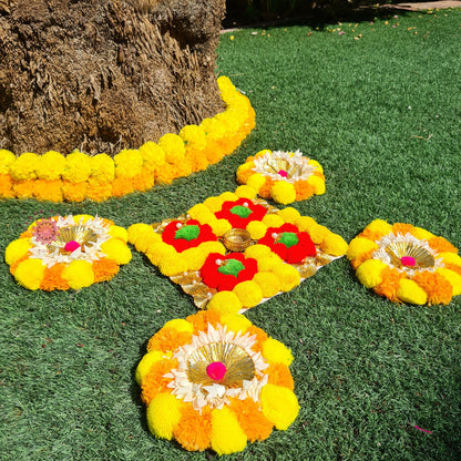 Floral Rangoli Mat ( Set of 5 Pieces) - Urban Roots