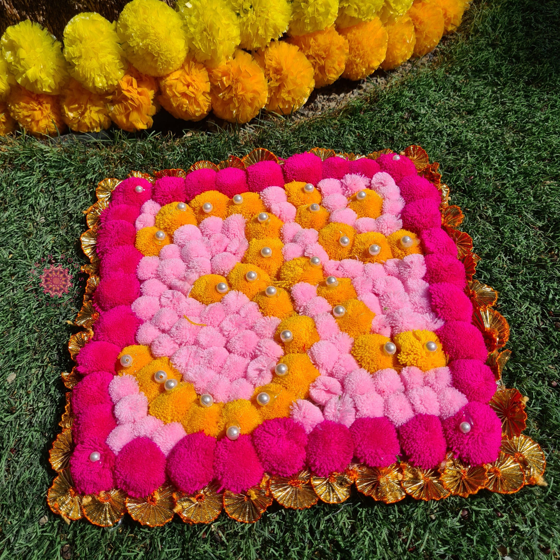 Floral Rangoli Mat ( Set of 5 Pieces) - Urban Roots