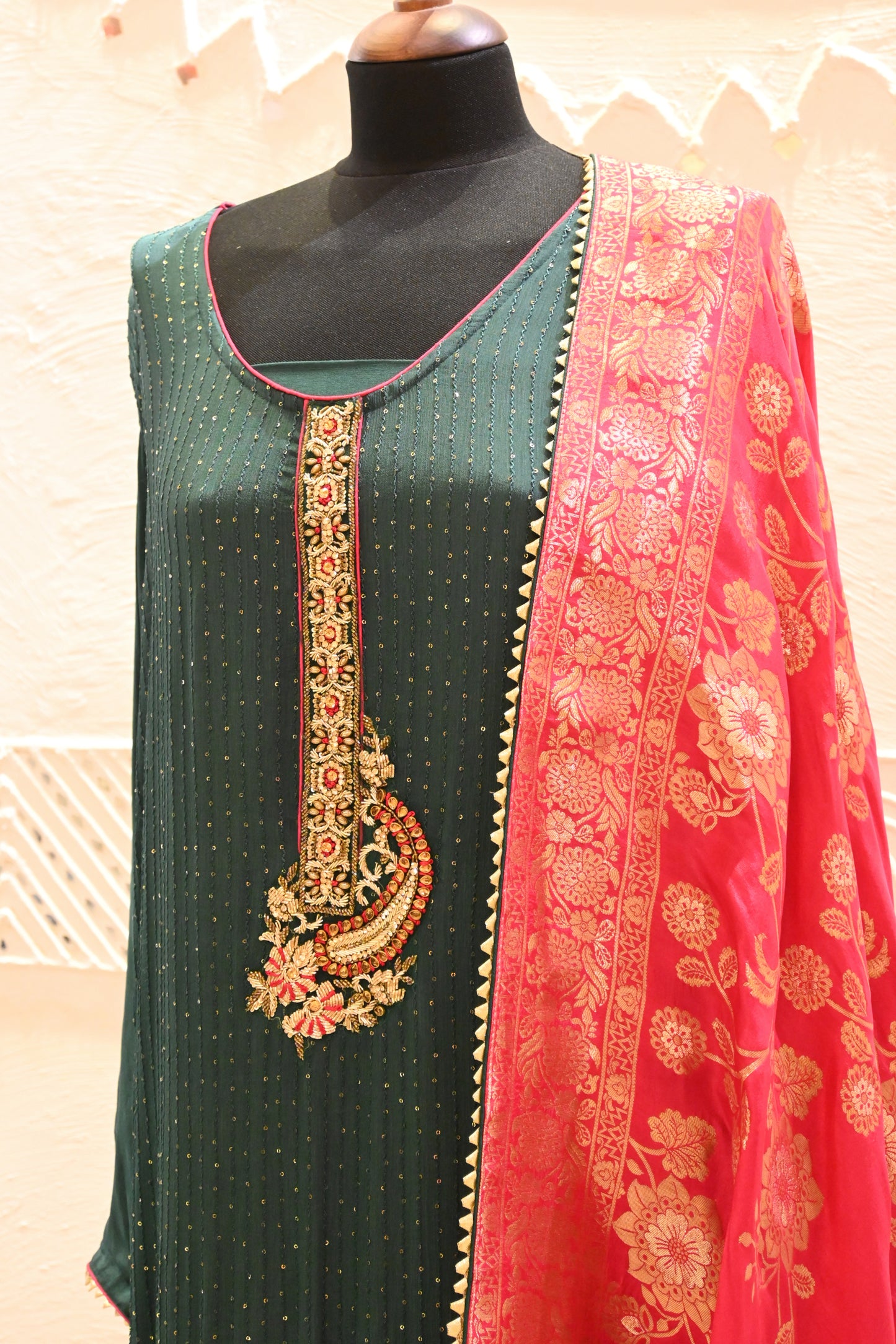 Georgette Festive Suit With Banarasi Dupatta - Urban Roots