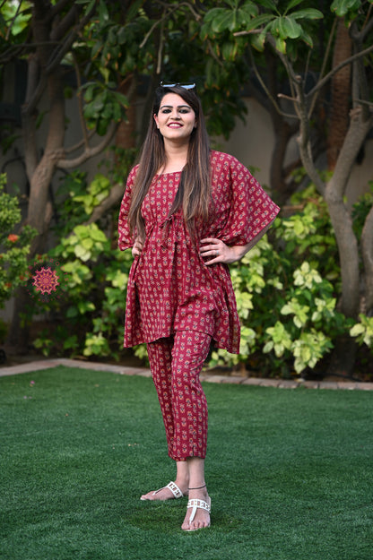 Cotton Printed Kaftan Co-ord Set