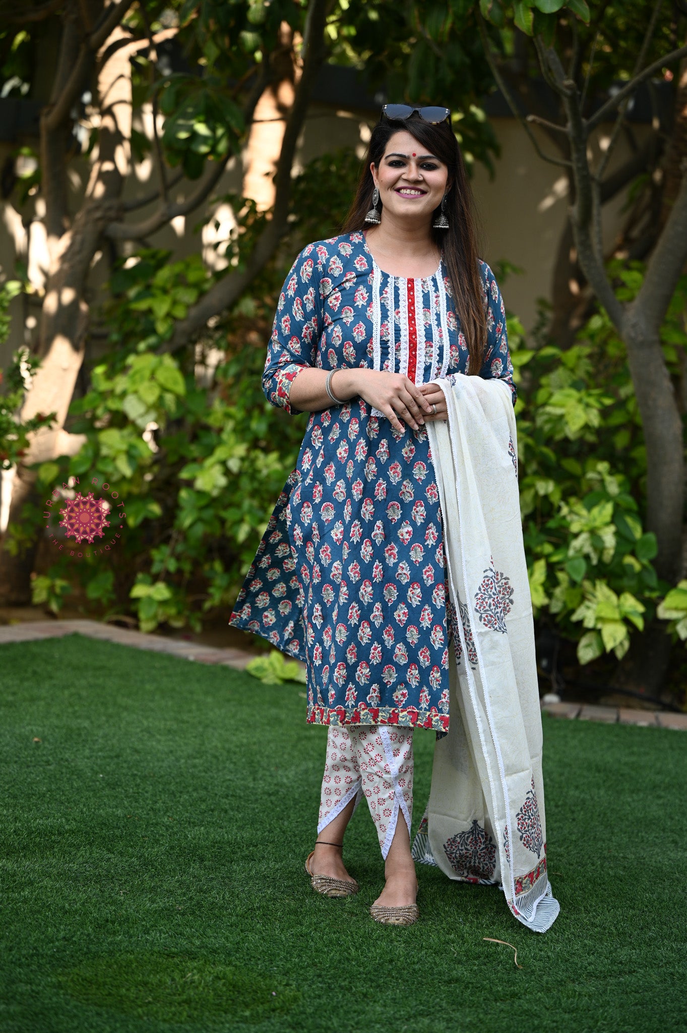 Block Printed Suit With Tulip Pants - Urban Roots