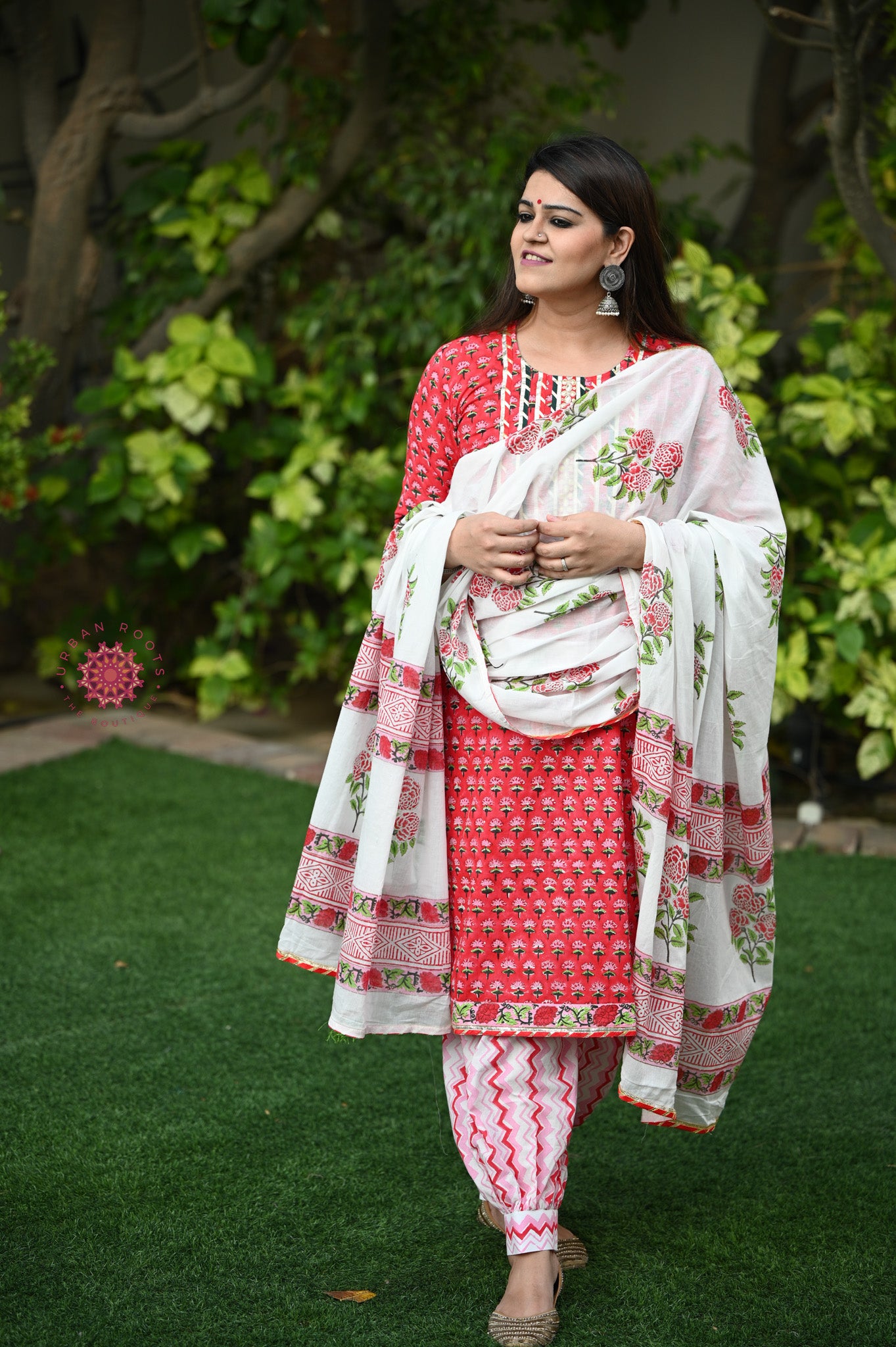 Block Printed Suit With Afghani Salwar - Urban Roots