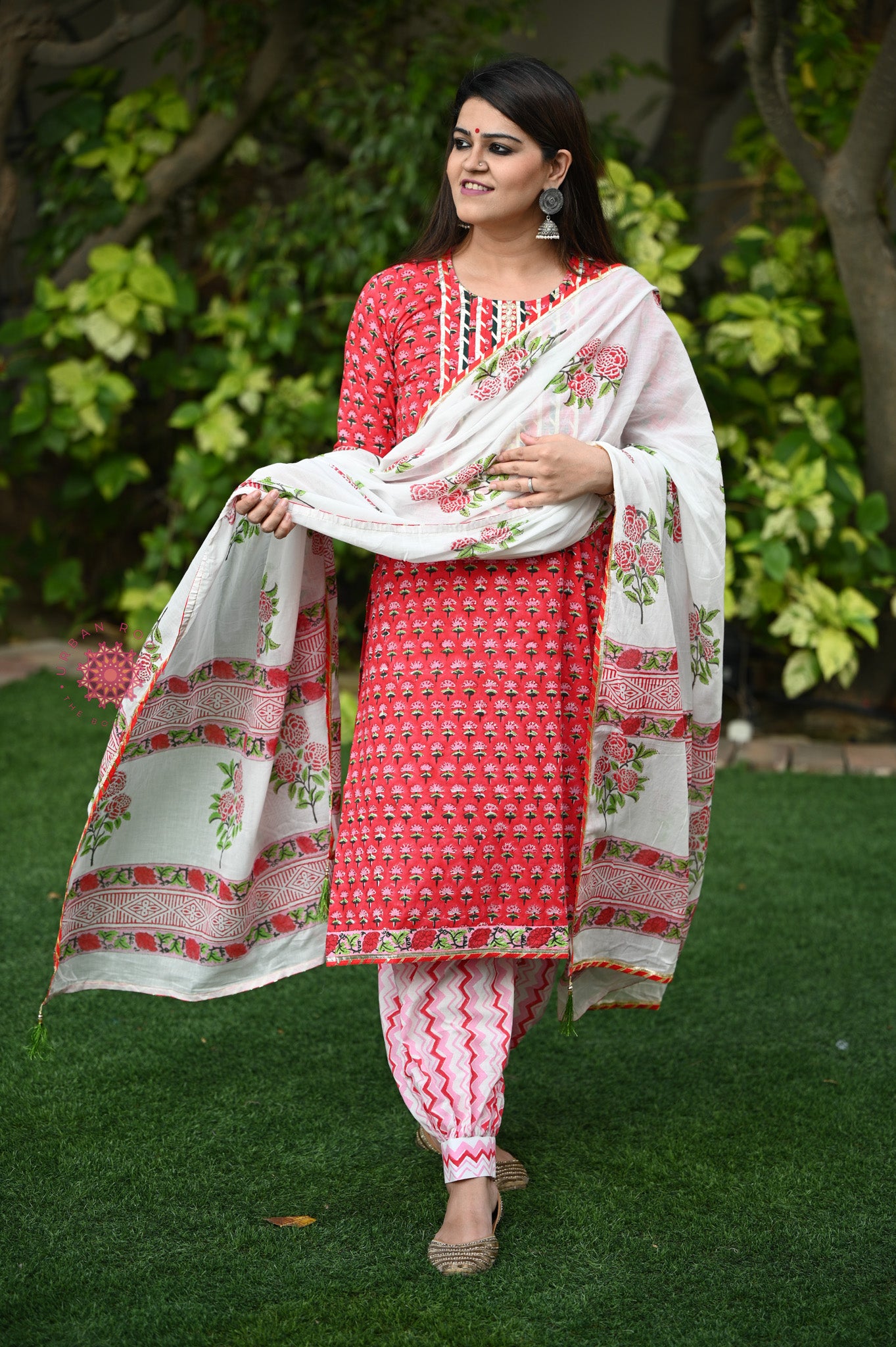 Block Printed Suit With Afghani Salwar - Urban Roots