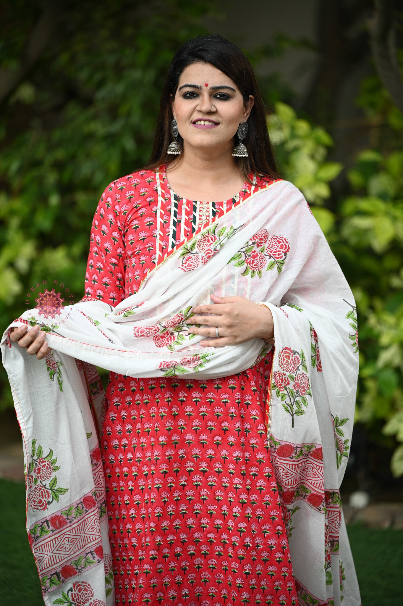 Block Printed Suit With Afghani Salwar - Urban Roots