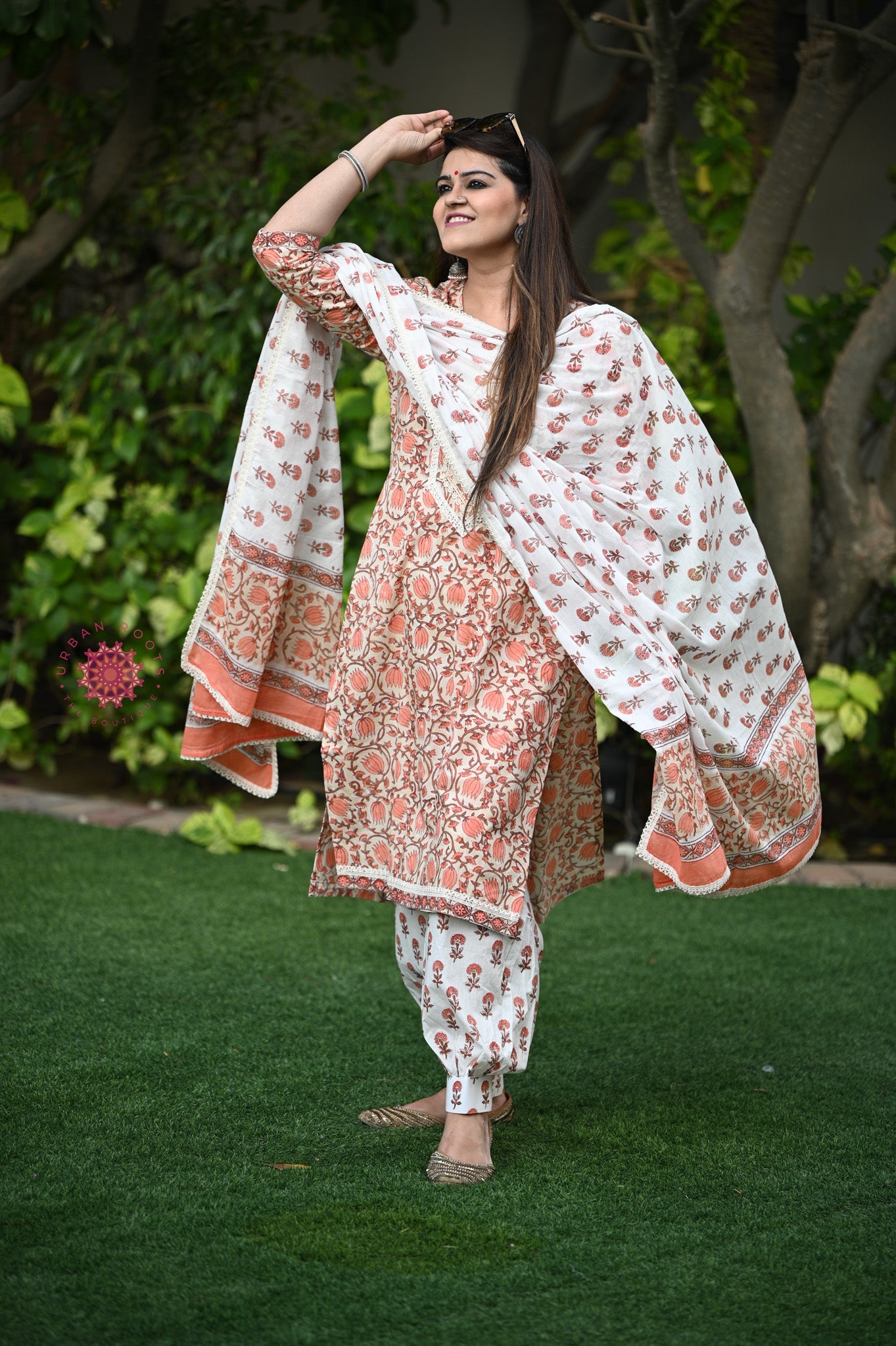 Block Printed Suit With Afghani Salwar - Urban Roots