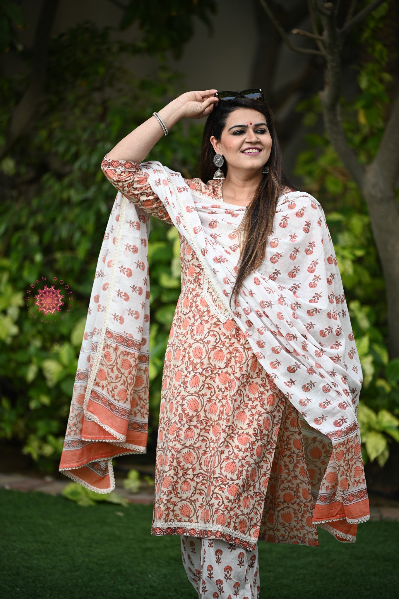 Block Printed Suit With Afghani Salwar - Urban Roots