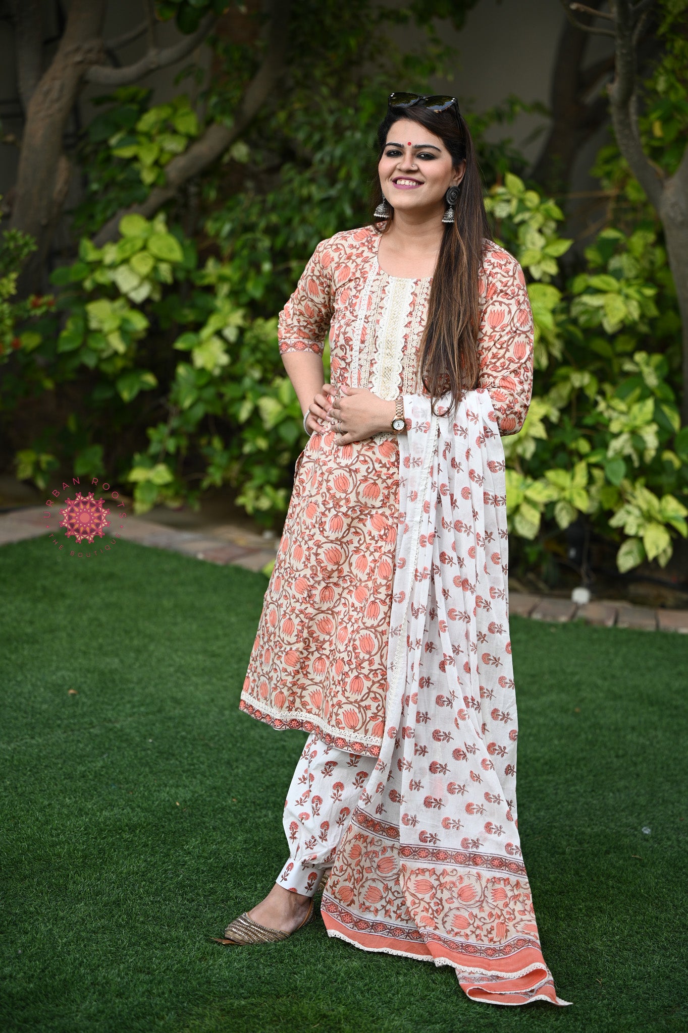 Block Printed Suit With Afghani Salwar - Urban Roots