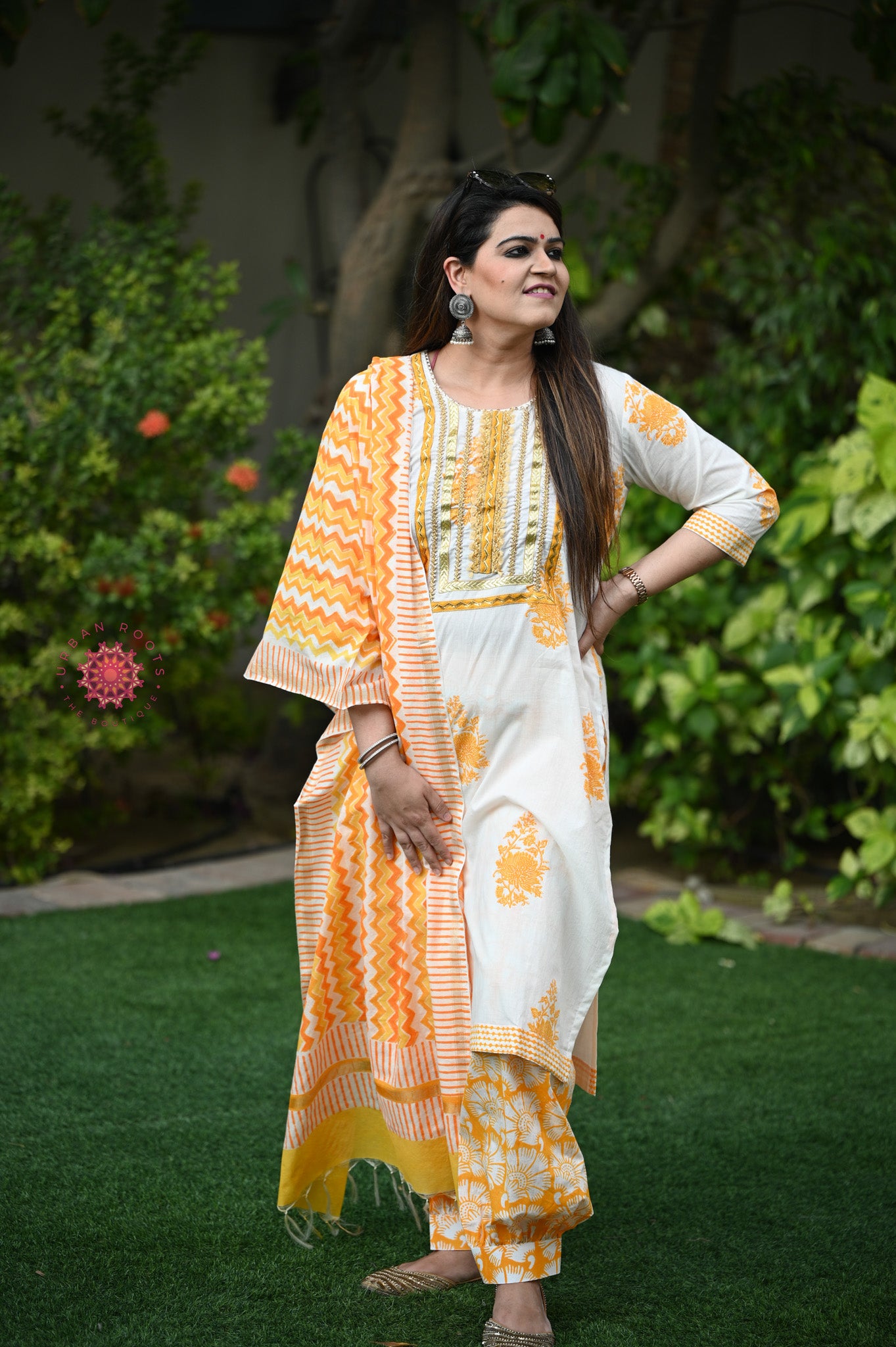 Block Printed Suit With Afghani Salwar - Urban Roots