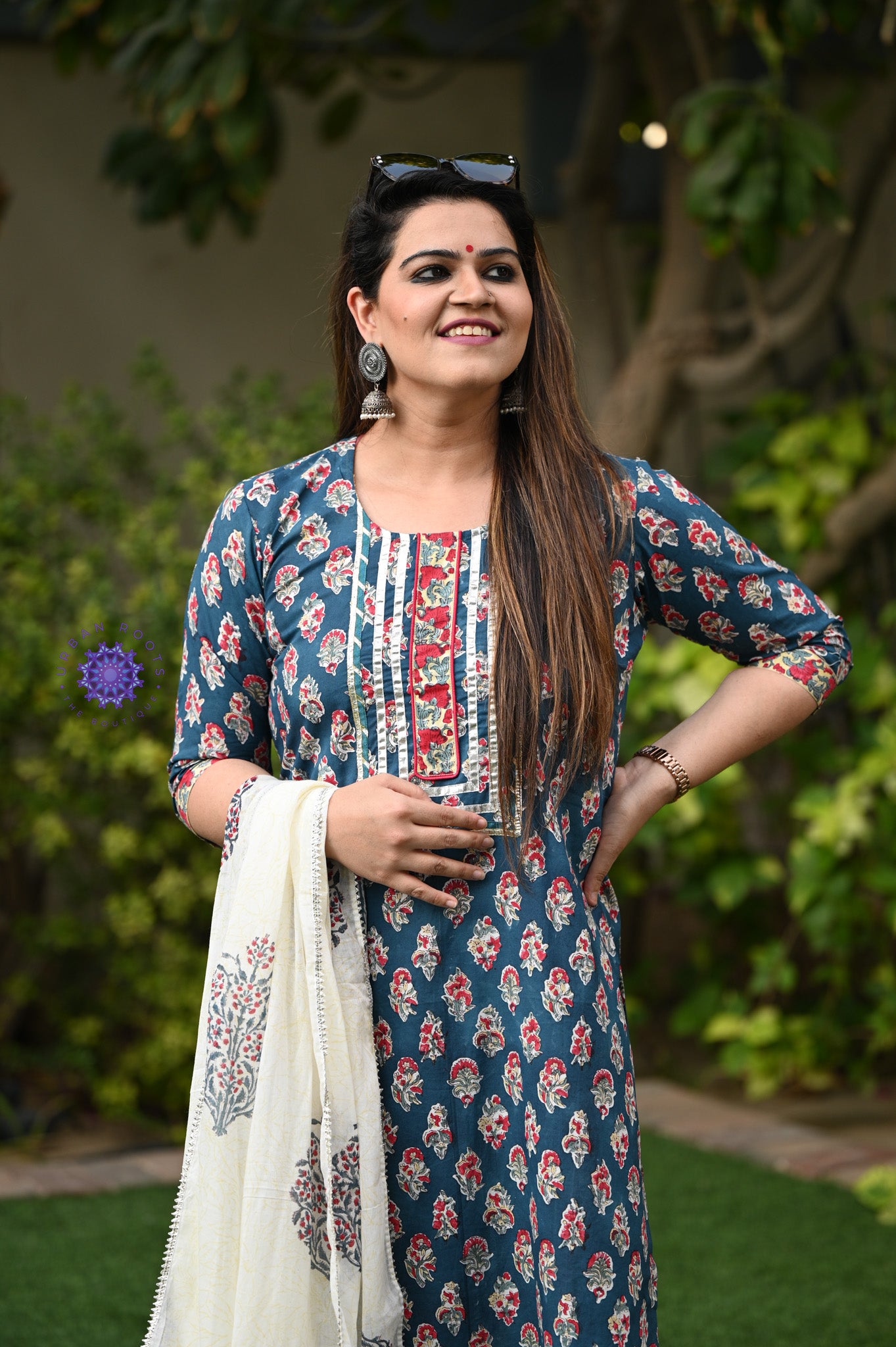 Block Printed Suit With Afghani Salwar - Urban Roots