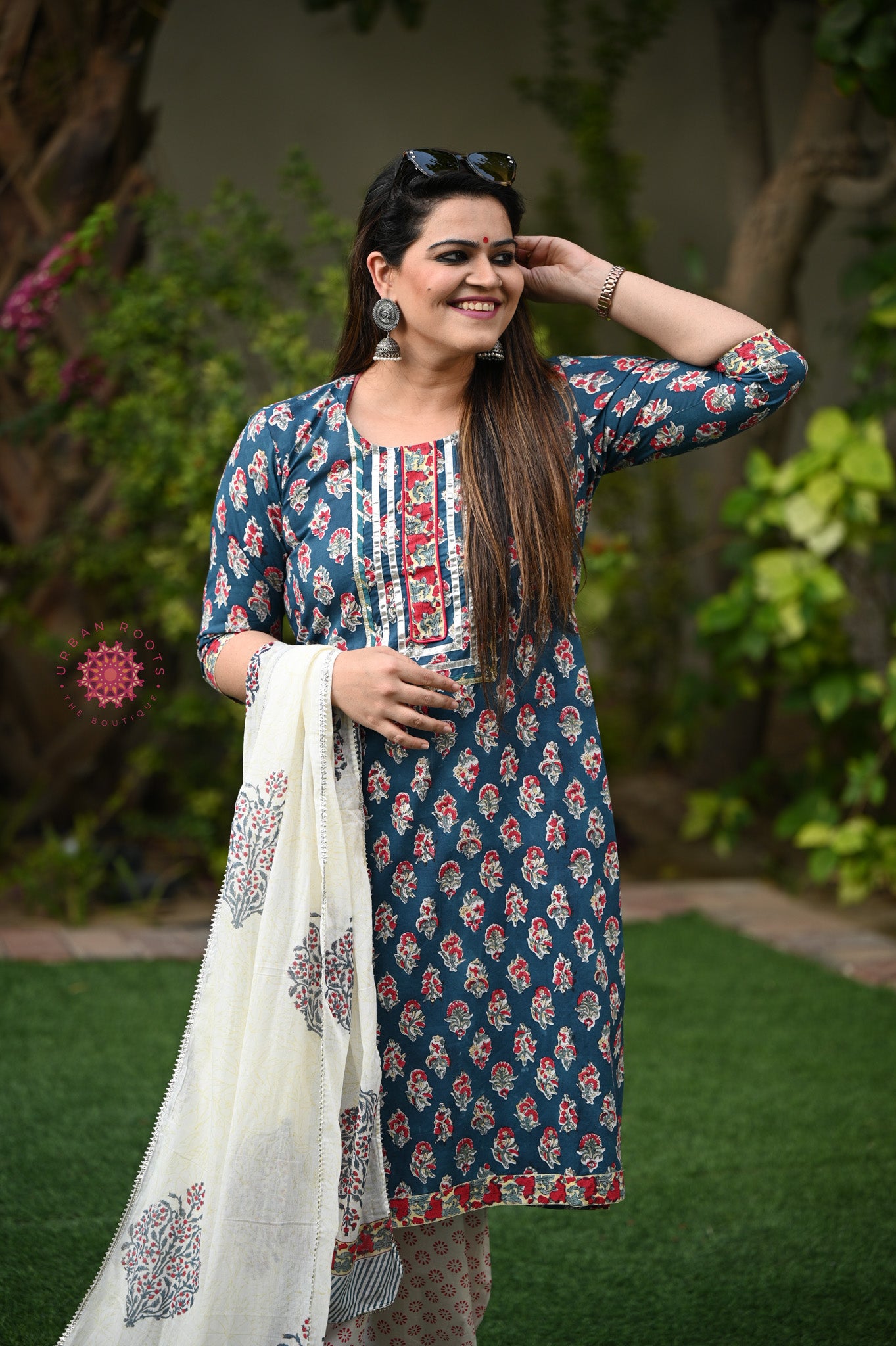 Block Printed Suit With Afghani Salwar - Urban Roots