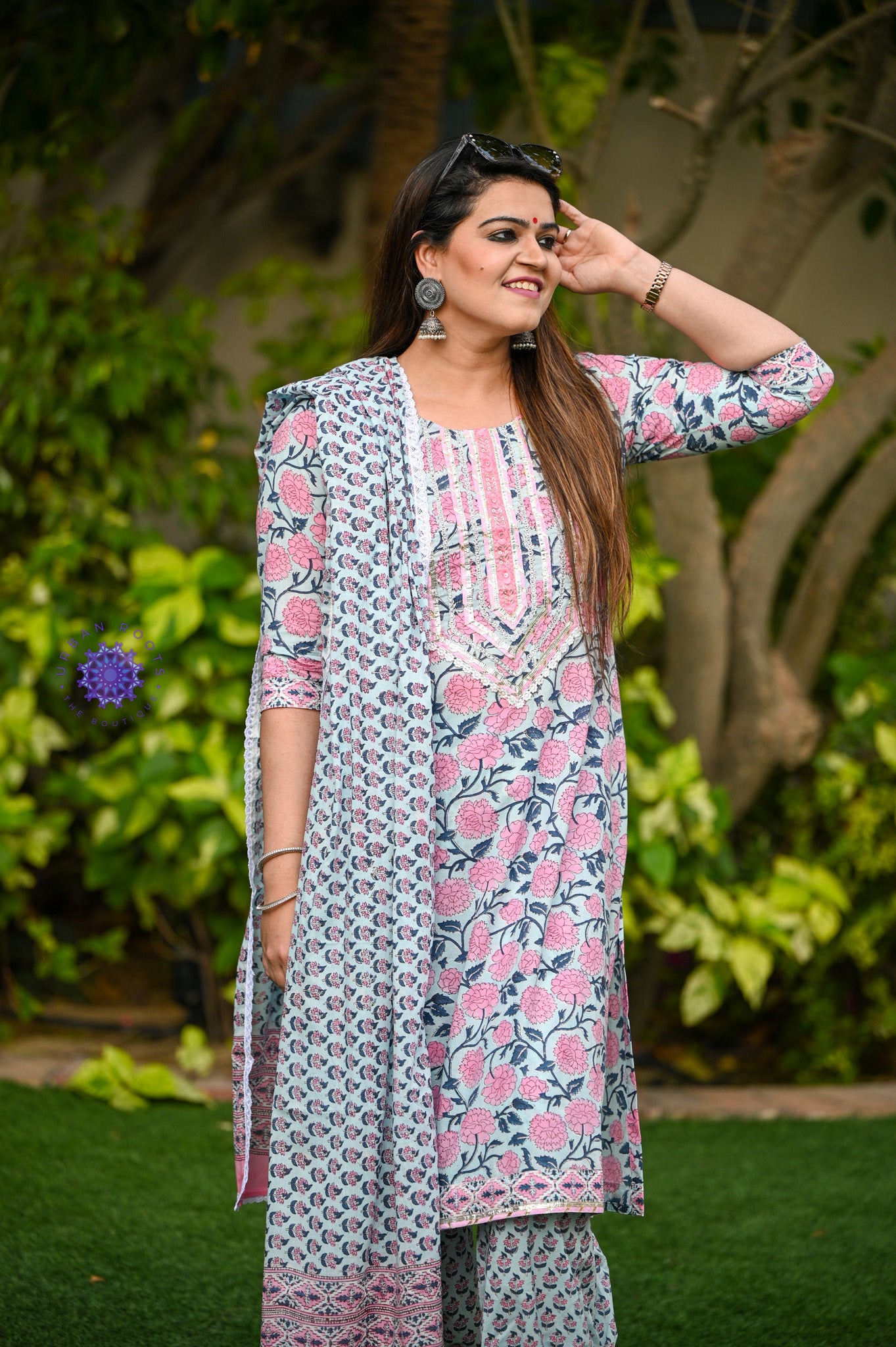 Block Printed Suit With Afghani Salwar - Urban Roots