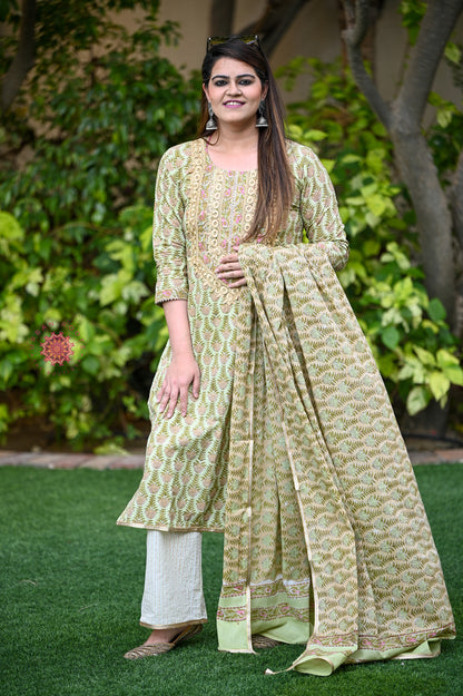 Block Printed Suit With Palazzo Pants