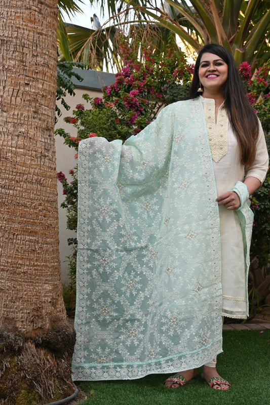 Chanderi Chikankari Festive Suit - Urban Roots