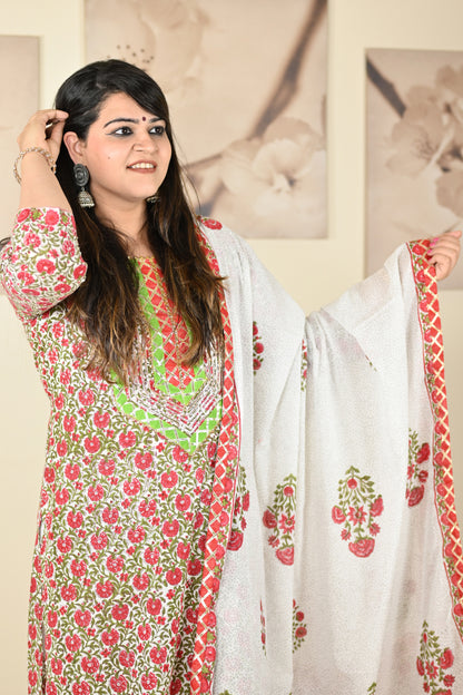 Hand Block Printed Stitched Straight Suit - Urban Roots