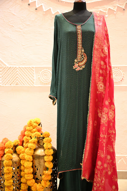 Georgette Festive Suit With Banarasi Dupatta - Urban Roots