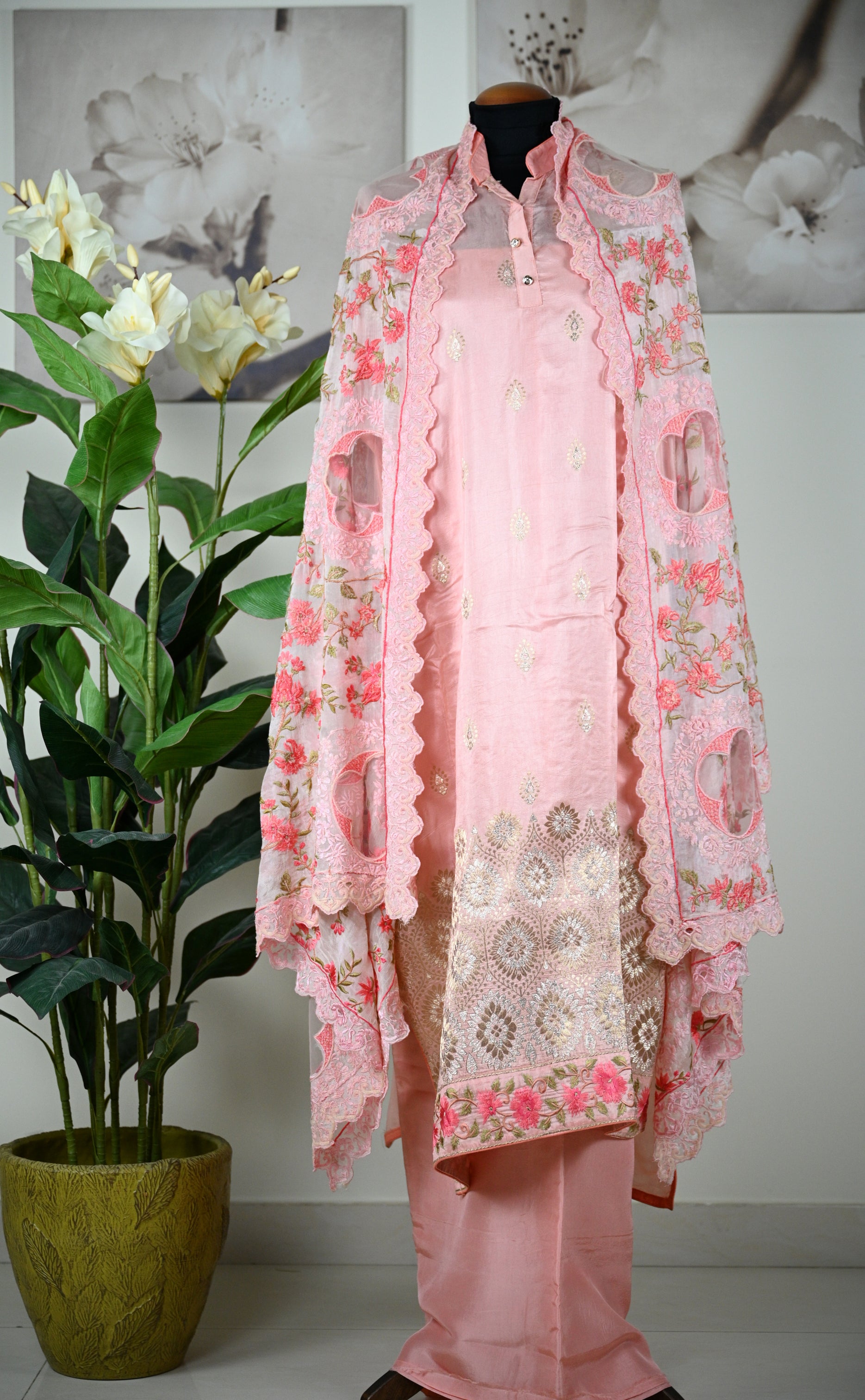 Summer Crepe Festive Suit With Parsi Embroidery Work - Urban Roots