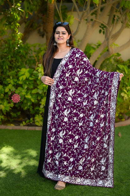 Parsi Gara Embroided Georgette Dupatta