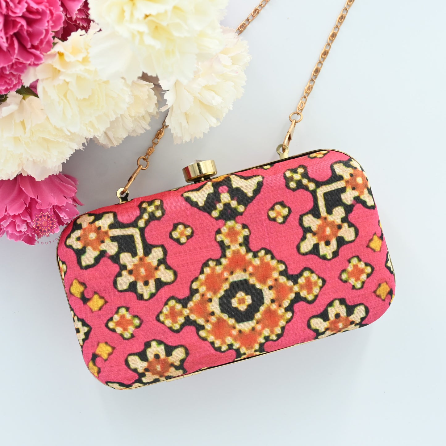 Patola Printed Clutch Bag Pink - Urban Roots