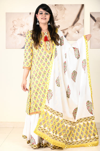 Hand Block Printed Stitched Sharara - Urban Roots