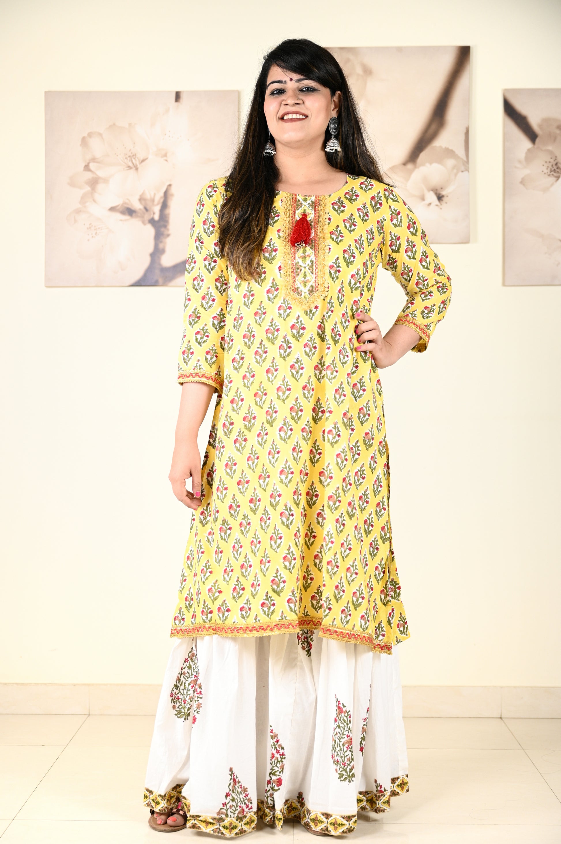 Hand Block Printed Stitched Sharara - Urban Roots