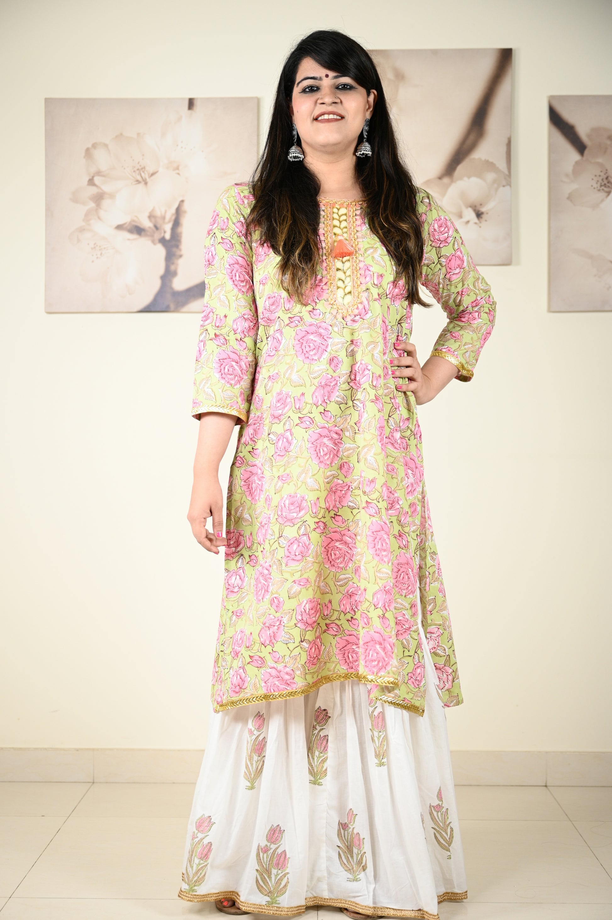 Hand Block Printed Stitched Sharara - Urban Roots