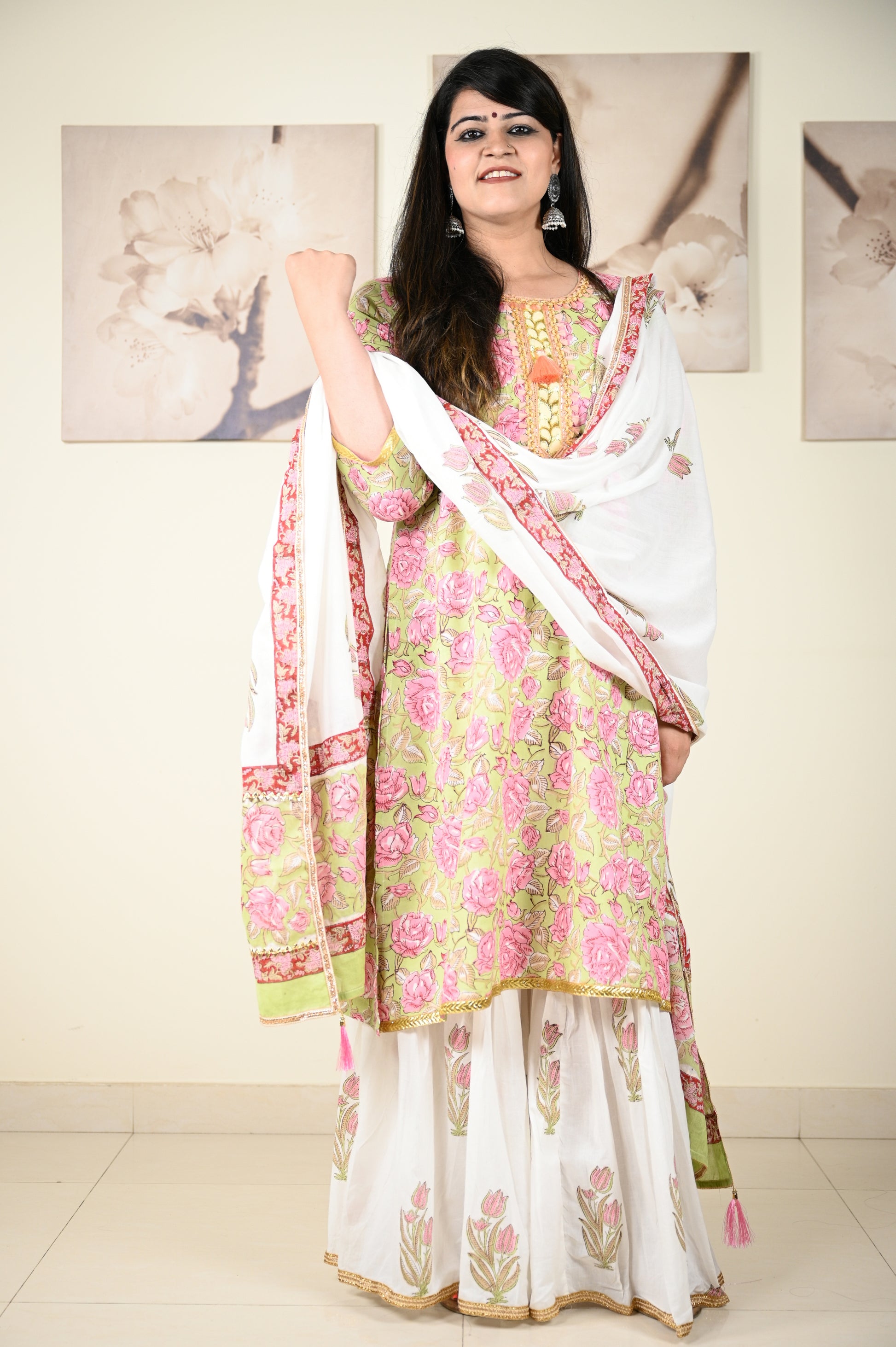 Hand Block Printed Stitched Sharara - Urban Roots