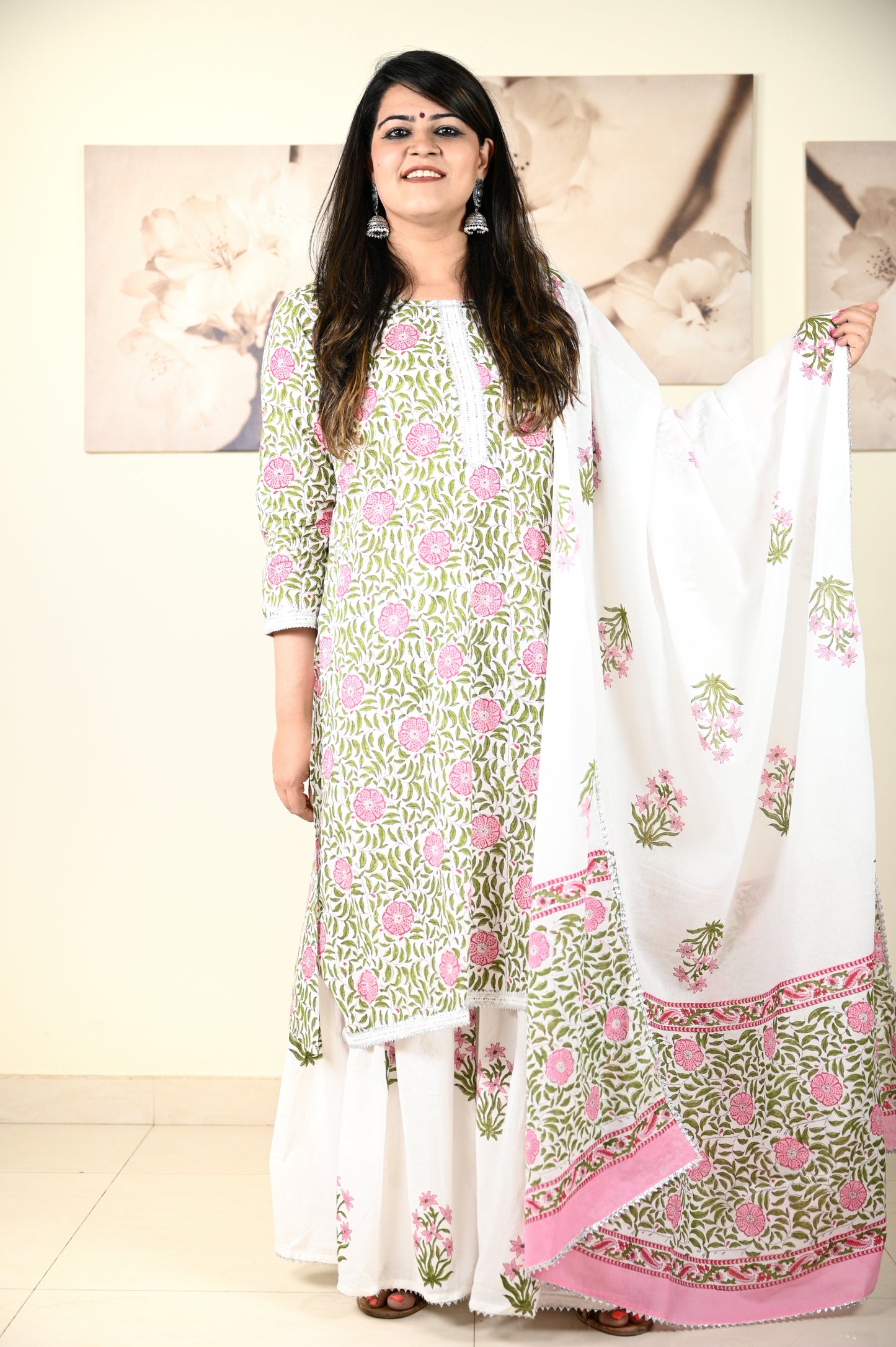 Hand Block Printed Stitched Sharara - Urban Roots