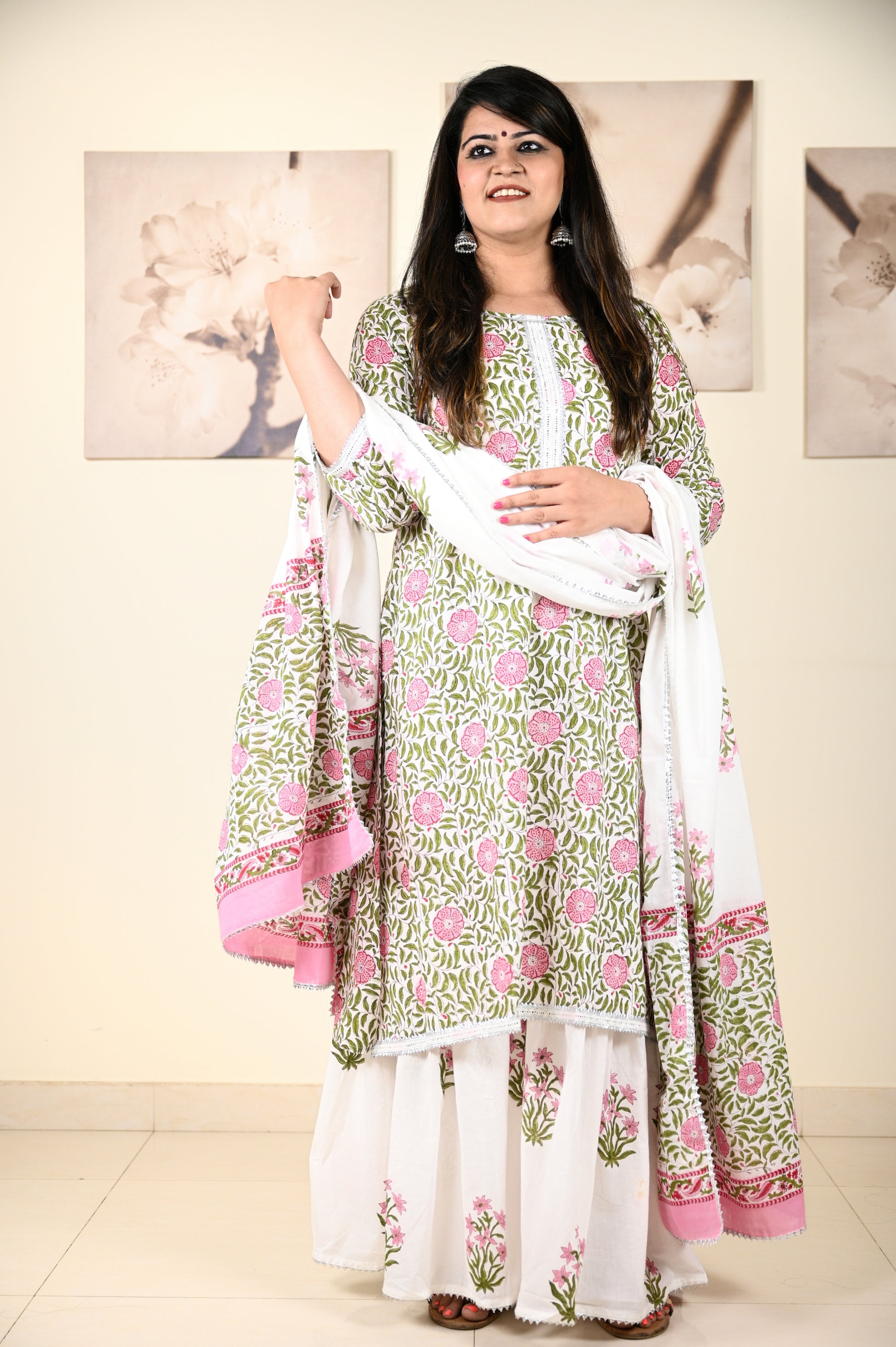 Hand Block Printed Stitched Sharara - Urban Roots