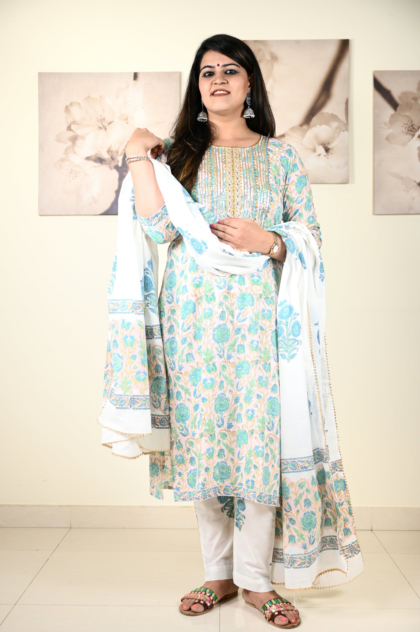 Hand Block Printed Stitched Straight Suit - Urban Roots