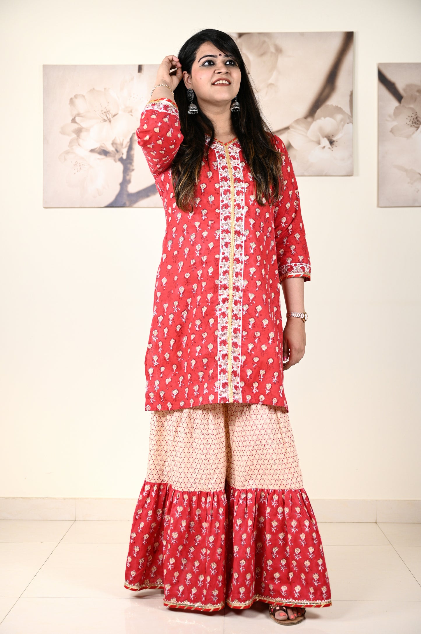 Hand Block Printed Stitched Sharara - Urban Roots