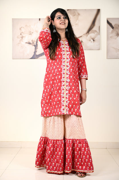 Hand Block Printed Stitched Sharara - Urban Roots