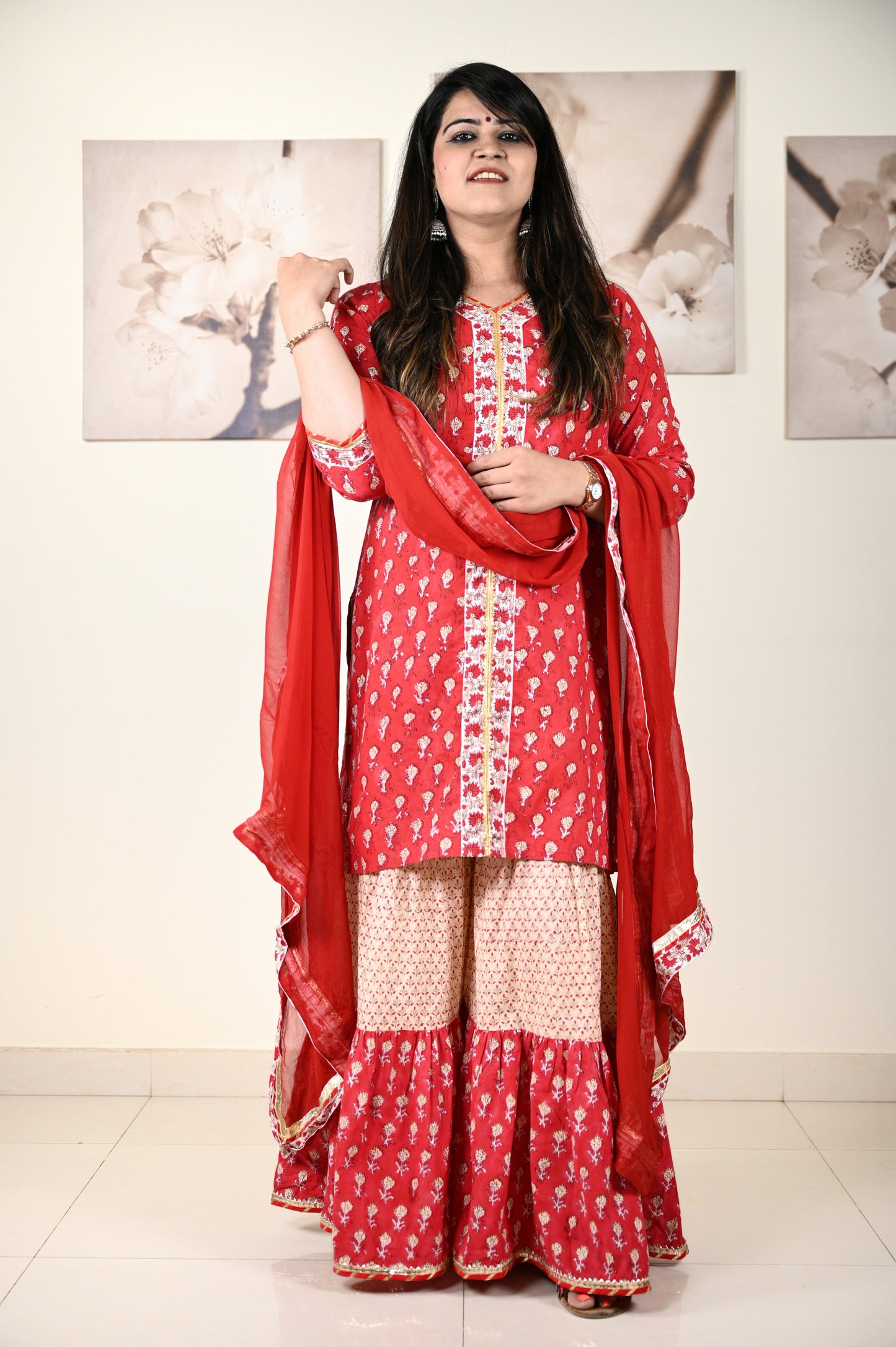 Hand Block Printed Stitched Sharara - Urban Roots