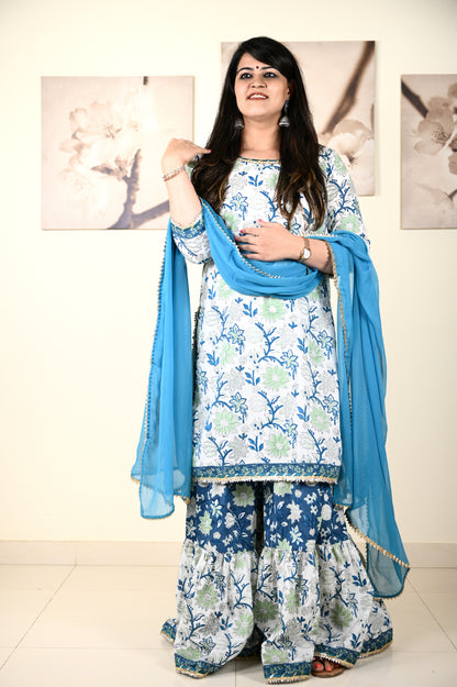 Hand Block Printed Stitched Sharara - Urban Roots