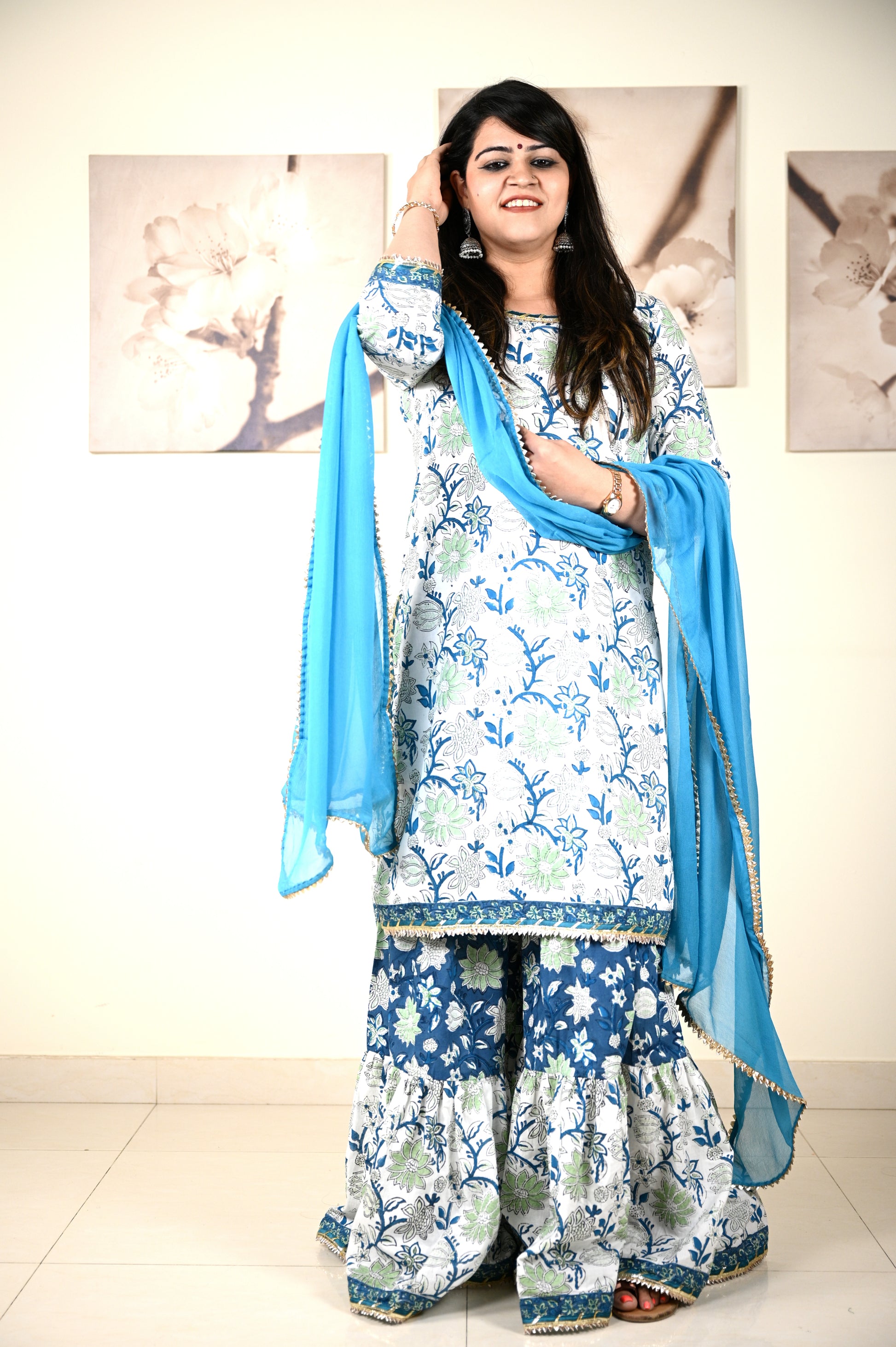 Hand Block Printed Stitched Sharara - Urban Roots