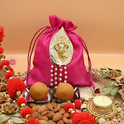 Ganpati Potli Gifting Bag Pink - Urban Roots