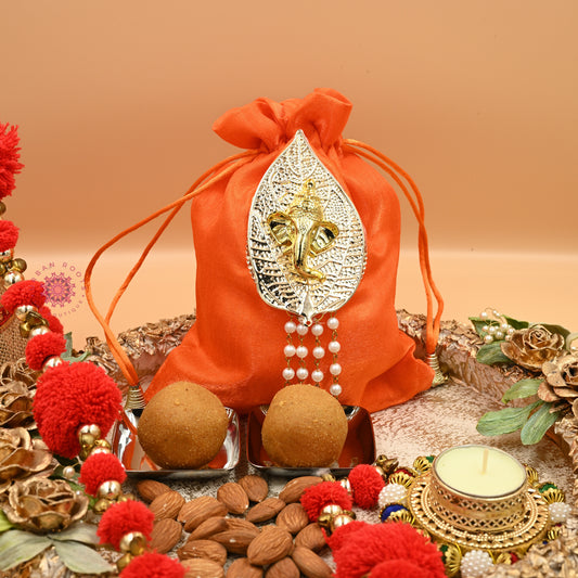 Ganpati Potli Gifting Bag Orange - Urban Roots