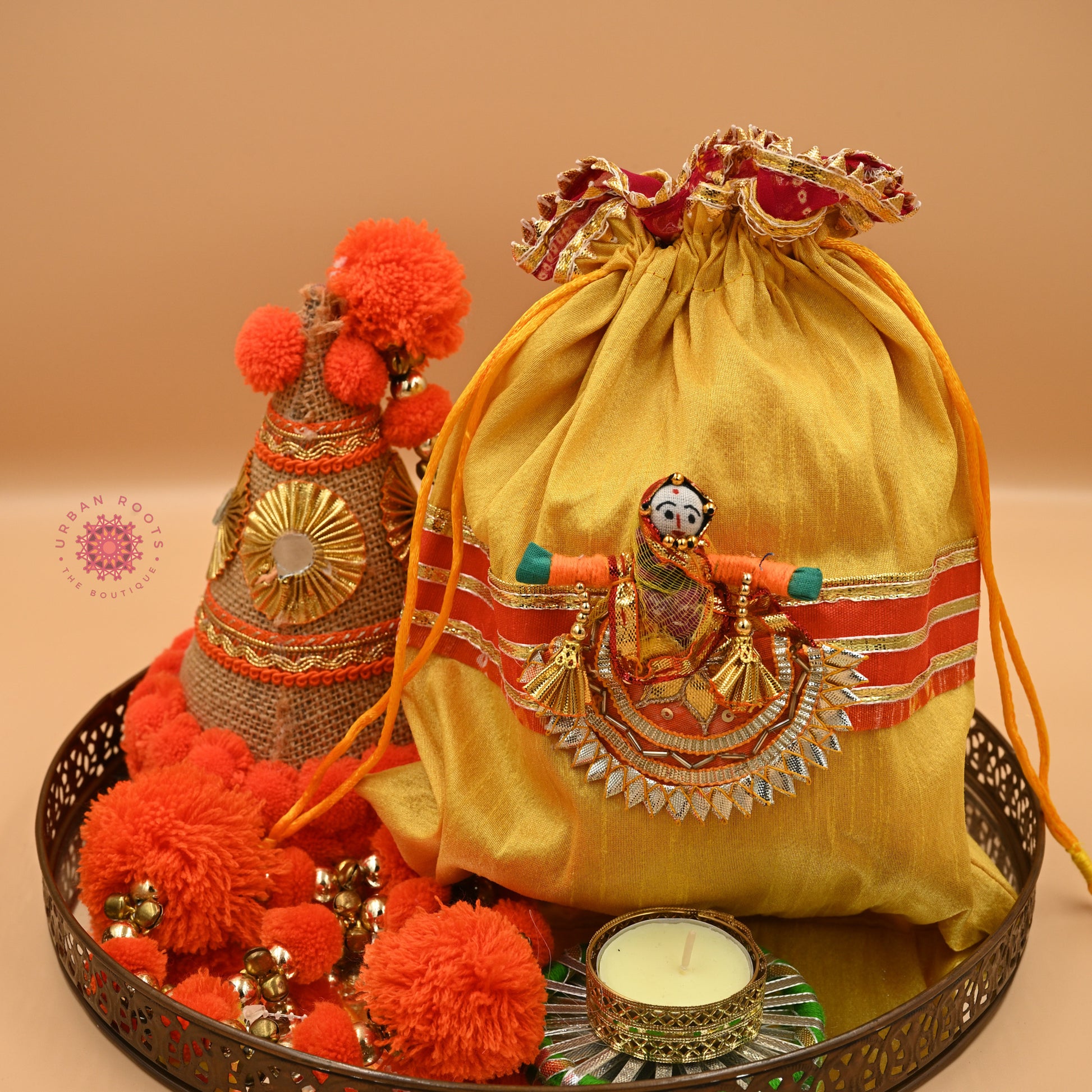 Puppet Latkan Potli Gifting Bag Yellow - Urban Roots