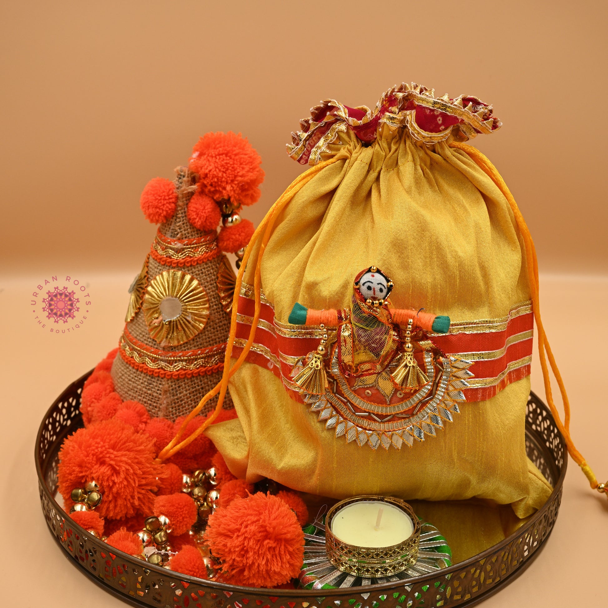 Puppet Latkan Potli Gifting Bag Yellow - Urban Roots