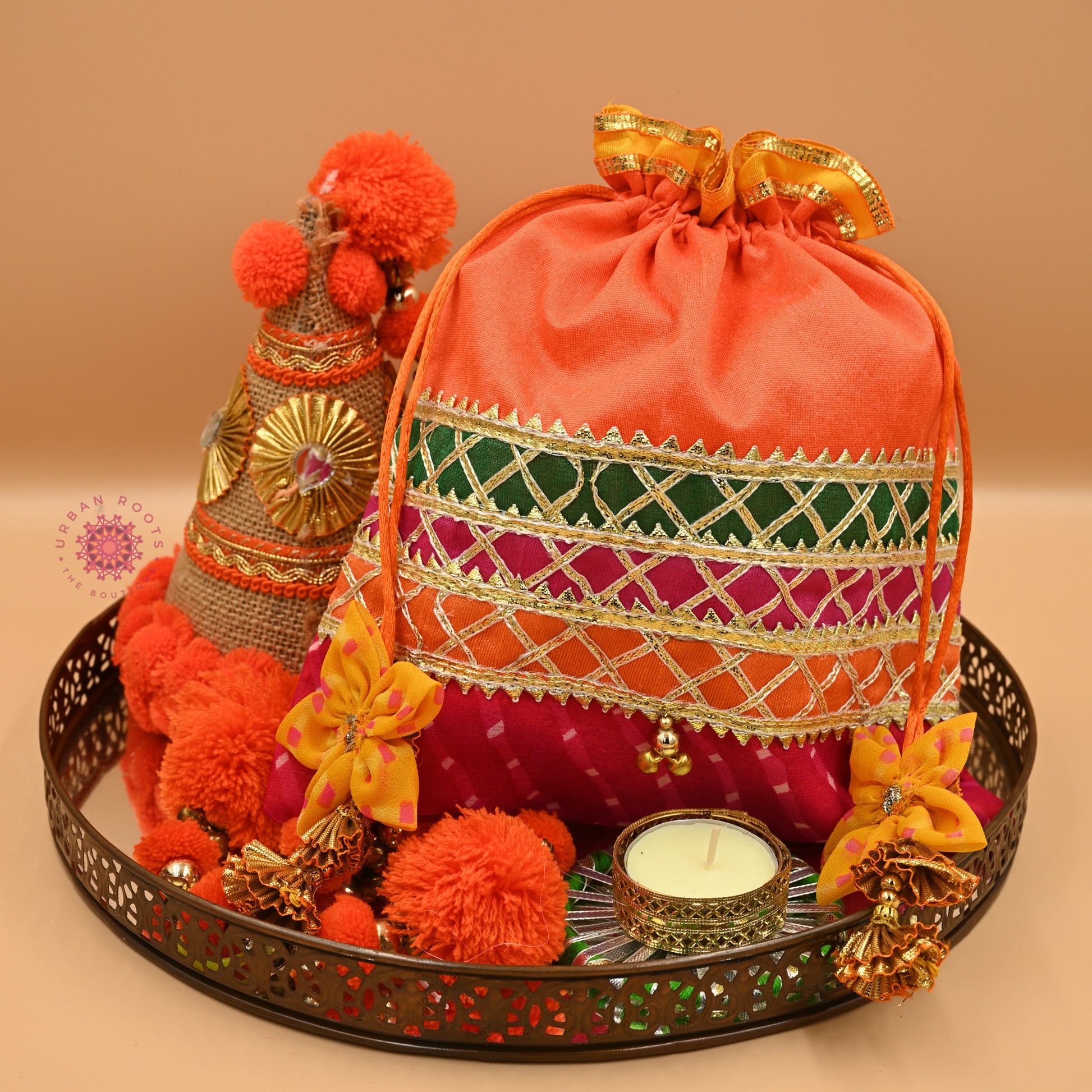 Lehriya Potli Gifting Bag Orange - Urban Roots