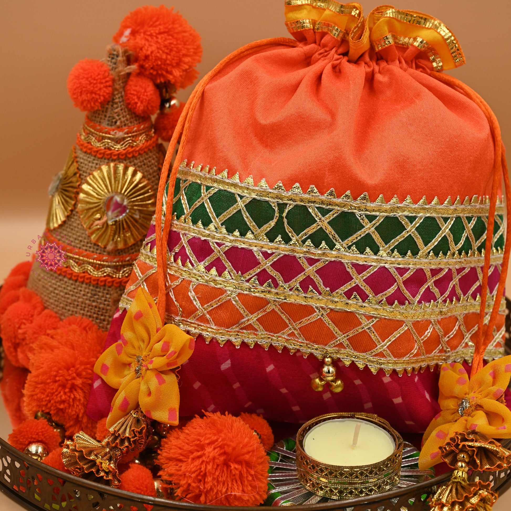 Lehriya Potli Gifting Bag Orange - Urban Roots